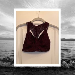 Burgundy Boho Lace Racerback Bralette